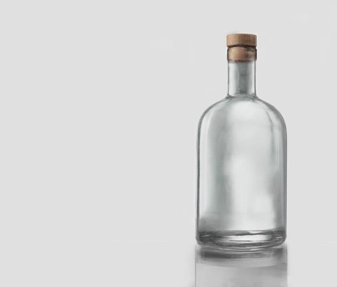 Minimalist glass bottle product shot