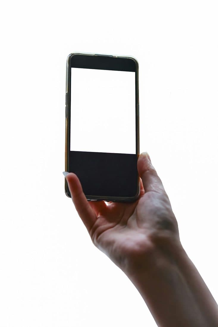 Hand holding a phone, ready to scan